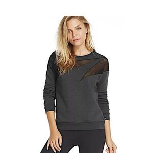 Fabletics womens Sz L black net style workout sweatshirt